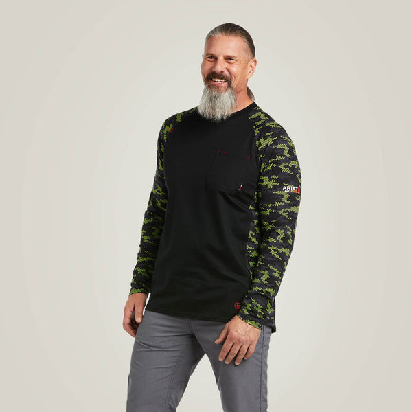 Ariat Men's FR Stretch Camo Baseball Shirt - Image 1