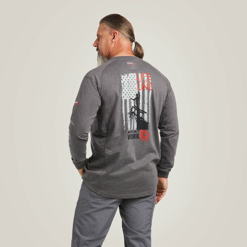 Ariat Men's FR Air Life on the Line Graphic Shirt-DNR - Image 1