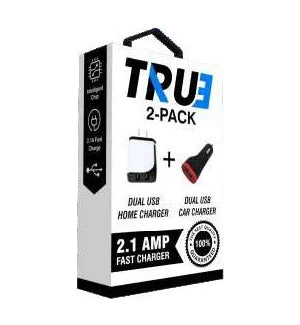 True 2 Pack Dual Home & Car Charger - Image 1