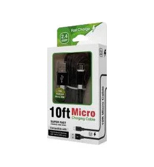 Micro USB 10ft Cable 2.4amp - Image 1