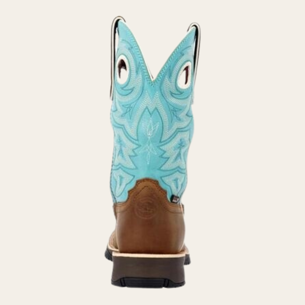 Rocky Rosemary Women's Brown & Turquoise Waterproof Composite Toe Western Boot-DC - Image 5