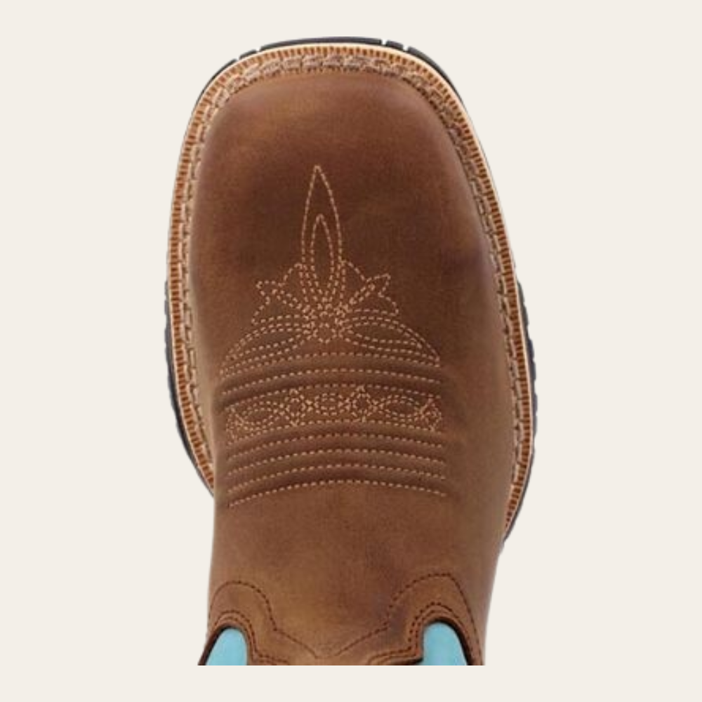 Rocky Rosemary Women's Brown & Turquoise Waterproof Composite Toe Western Boot-DC - Image 7