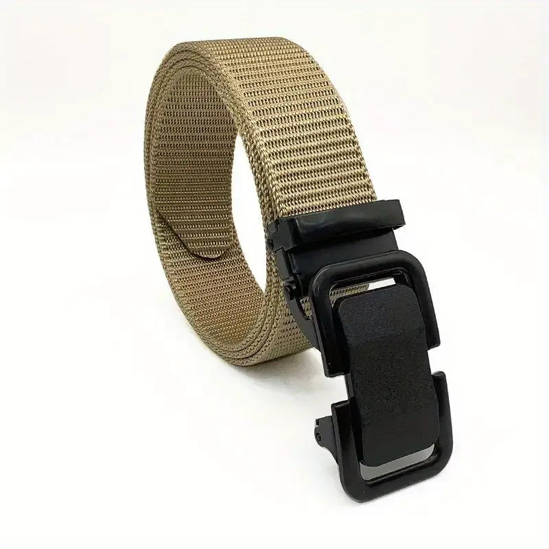 Men's Black Buckle Woven Nylon Tactical Belt - Image 2