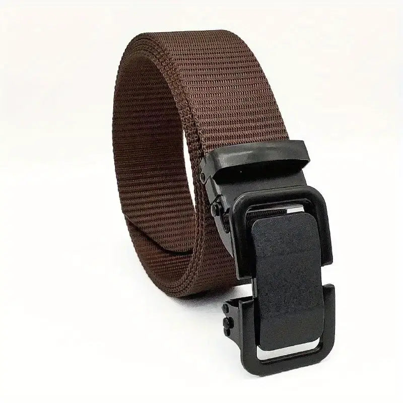 Men's Black Buckle Woven Nylon Tactical Belt - Image 5