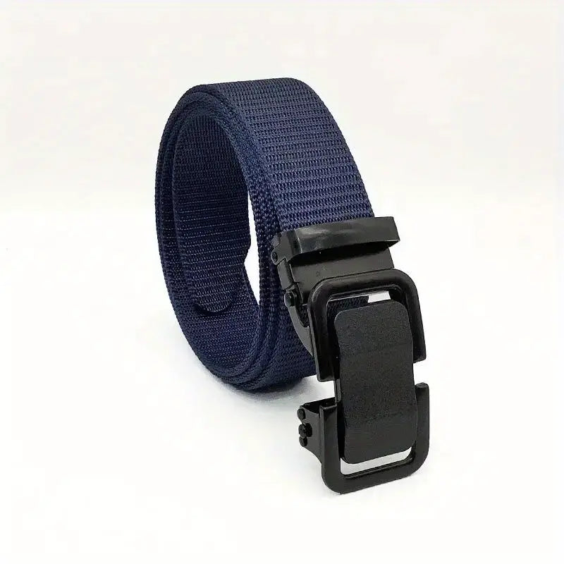 Men's Black Buckle Woven Nylon Tactical Belt - Image 6