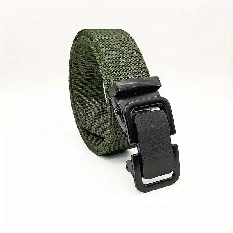 Men's Black Buckle Woven Nylon Tactical Belt - Image 4
