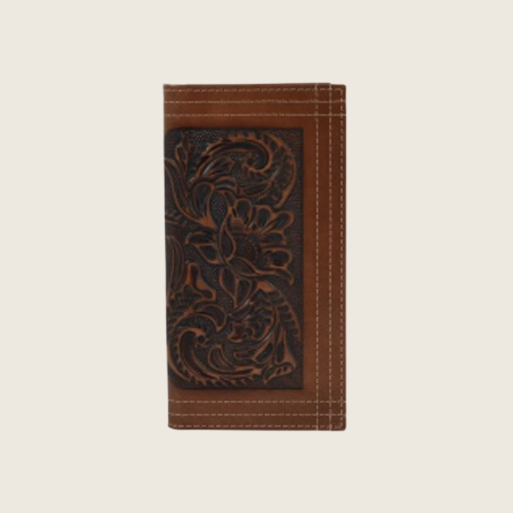 Justin Rodeo Wallet Tooled W/ Triple Stitch - Image 1