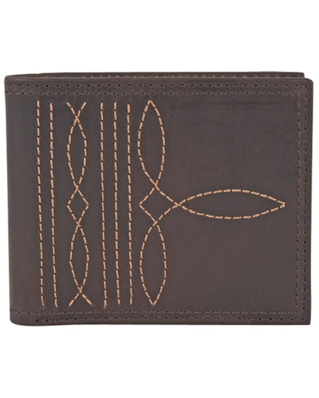 Justin Slim Bifold Wallet Brown W/ Boot Stitch Detail DNR - Image 1