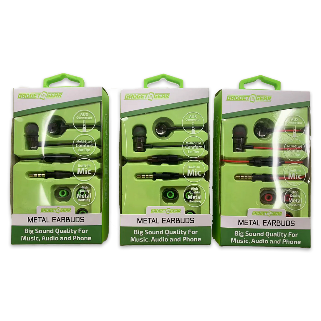 Gadget Gear Wired Metal Earbuds with Mic - Image 1