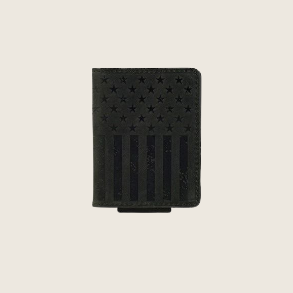 Justin Leather Bifold Card Wallet Graphite Flag - Image 1