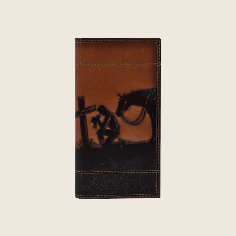 Justin Leather Rodeo Wallet Praying Cowboy - Image 1