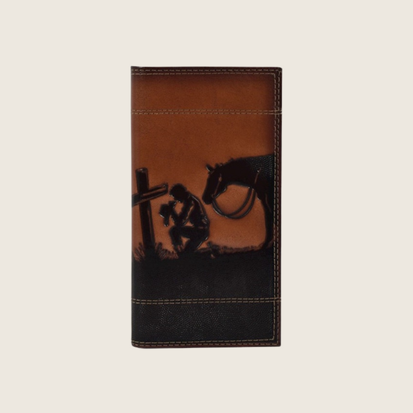 Justin Leather Rodeo Wallet Praying Cowboy - Image 1