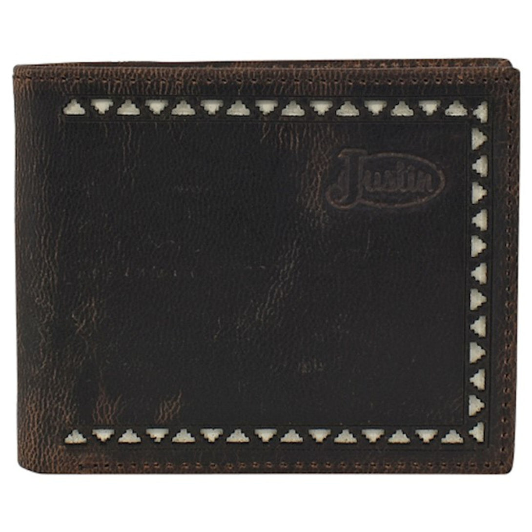 Justin Slim Bifold Wallet W/ Lazer Cut And Cream Inlay DNR - Image 1
