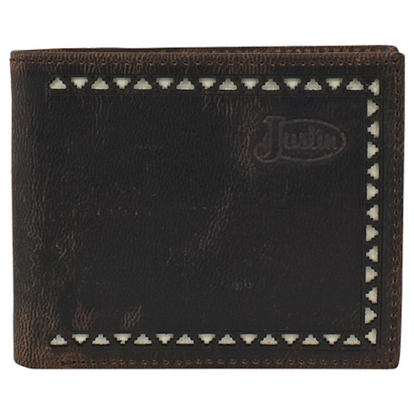 Justin Slim Bifold Wallet W/ Lazer Cut And Cream Inlay DNR - Image 1