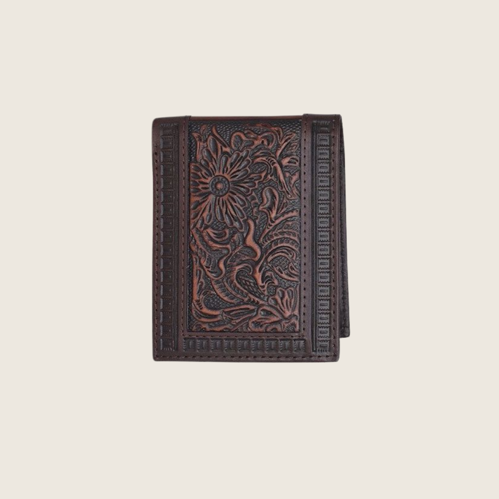 Justin Bifold Wallet Genuine Leather w/ Tooling - Image 1