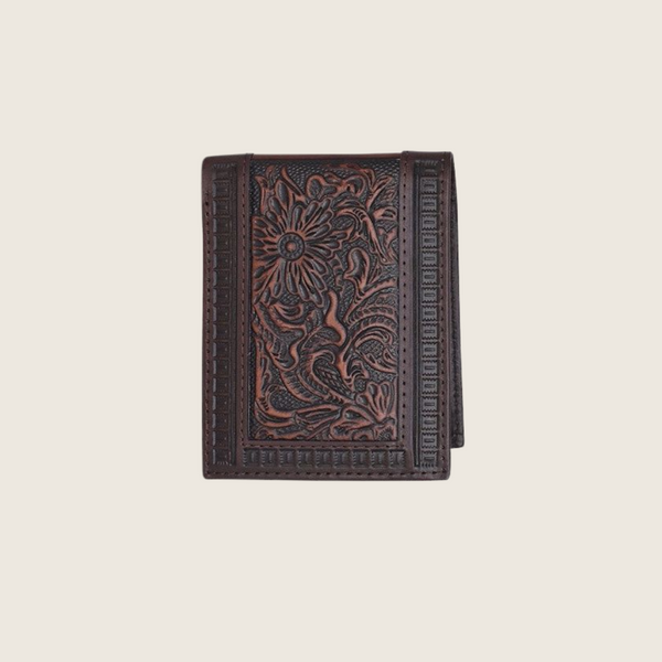 Justin Bifold Wallet Genuine Leather w/ Tooling - Image 1