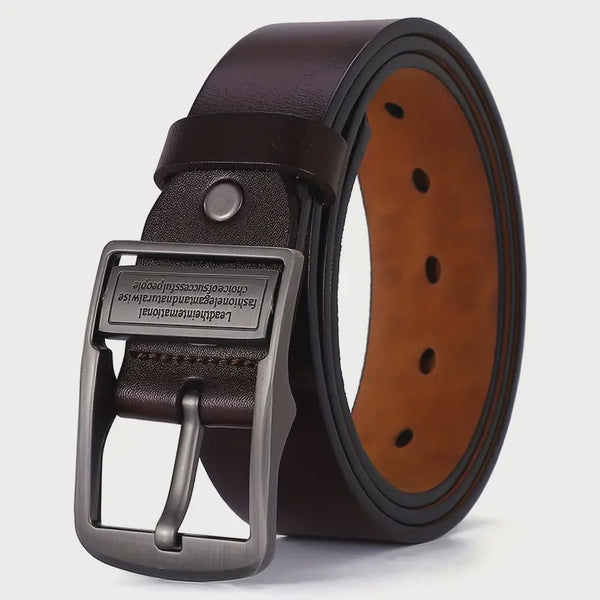 Men's Genuine Leather Large Pin Buckle Belt