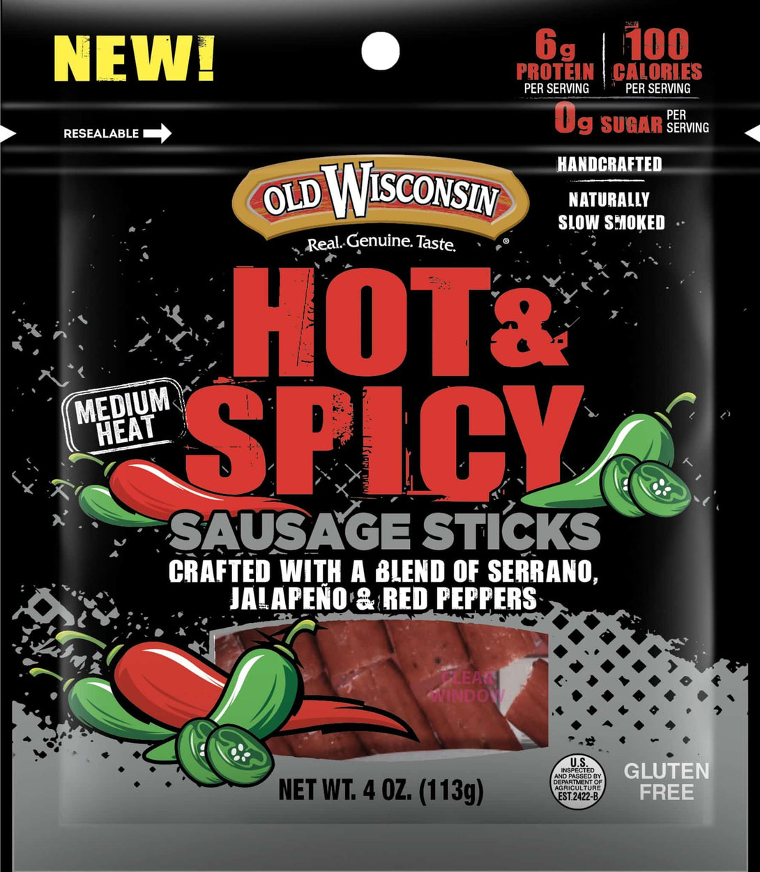 Old Wisconsin Hot & Spicy Sausage Sticks - Image 1