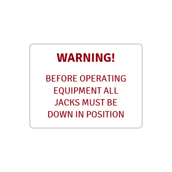 Warning before operating equipment all jacks must be in the down position. - Image 1