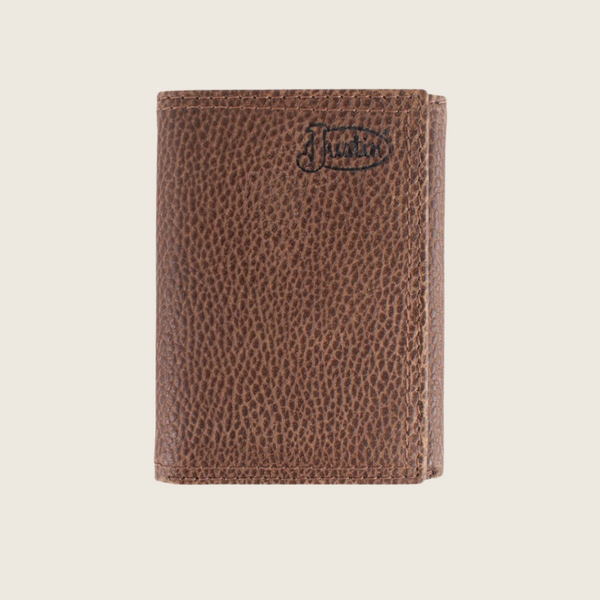 Justin Brown Pebbled Leather Trifold Wallet - Image 1