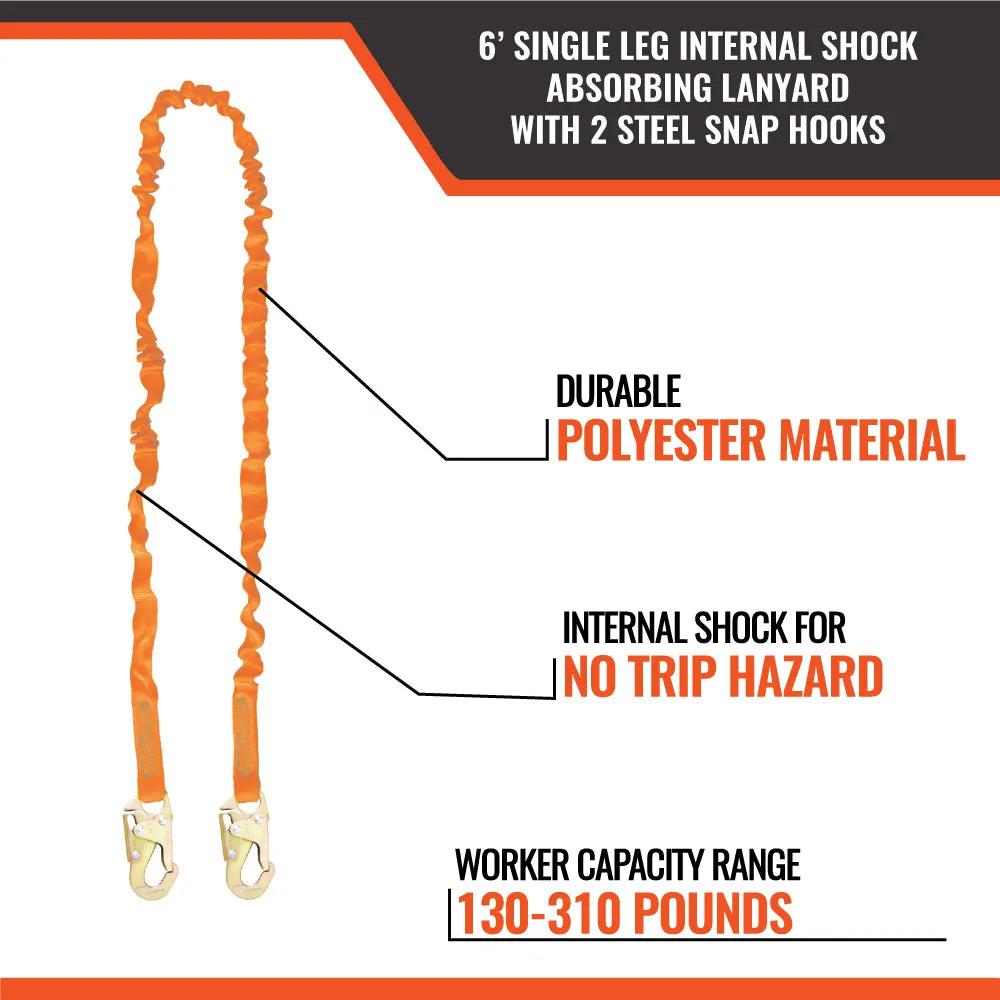 Malta Dynamics DC  6' Single Leg Internal Shock Absorbing Lanyard DC - Image 2