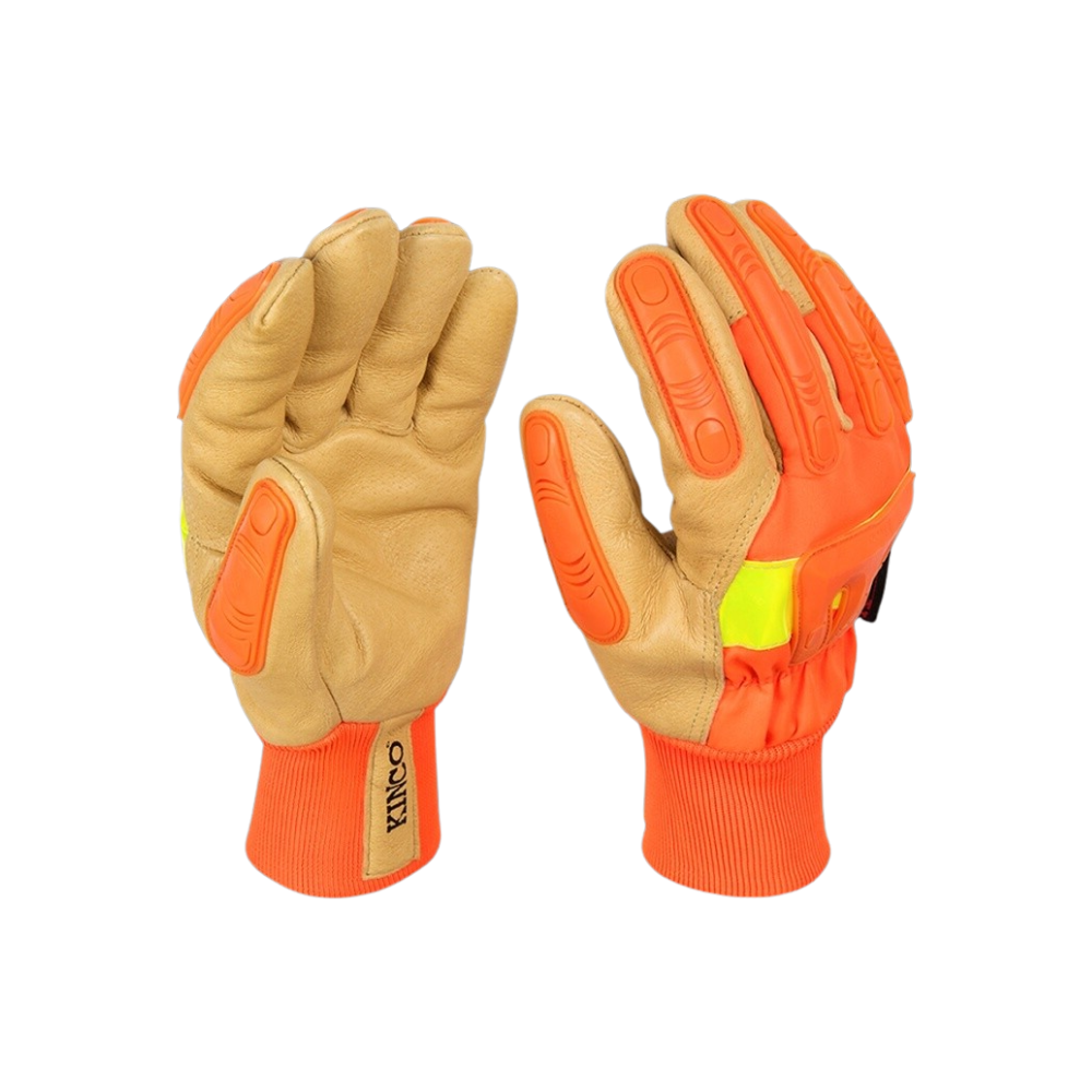 Kinco HI-VIS Orange Pigskin Insulated Impact & Knit Wrist Glove-DC - Image 1