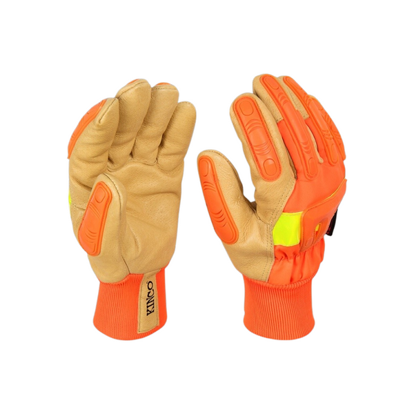 Kinco HI-VIS Orange Pigskin Insulated Impact & Knit Wrist Glove-DC - Image 1