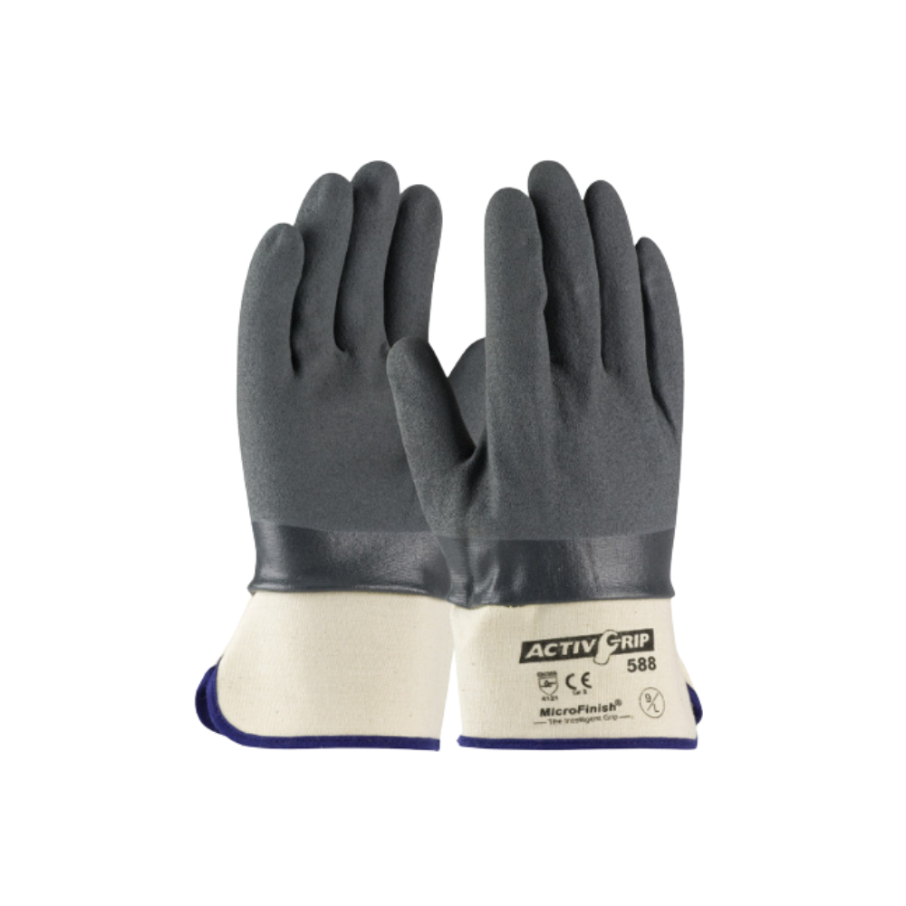 PIP ActivGrip 56-AG588 Safety Gray Nitrile/Cotton Nitrile Coated Chemical Resistant Gloves - Image 1