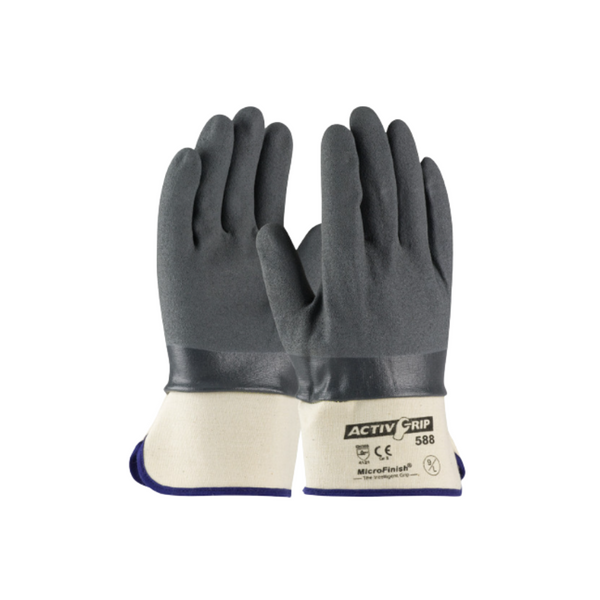 PIP ActivGrip 56-AG588 Safety Gray Nitrile/Cotton Nitrile Coated Chemical Resistant Gloves - Image 1