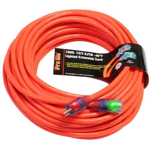 Pro Lock 12/3 SJTW 100' Lighted Extension Cord - Image 4