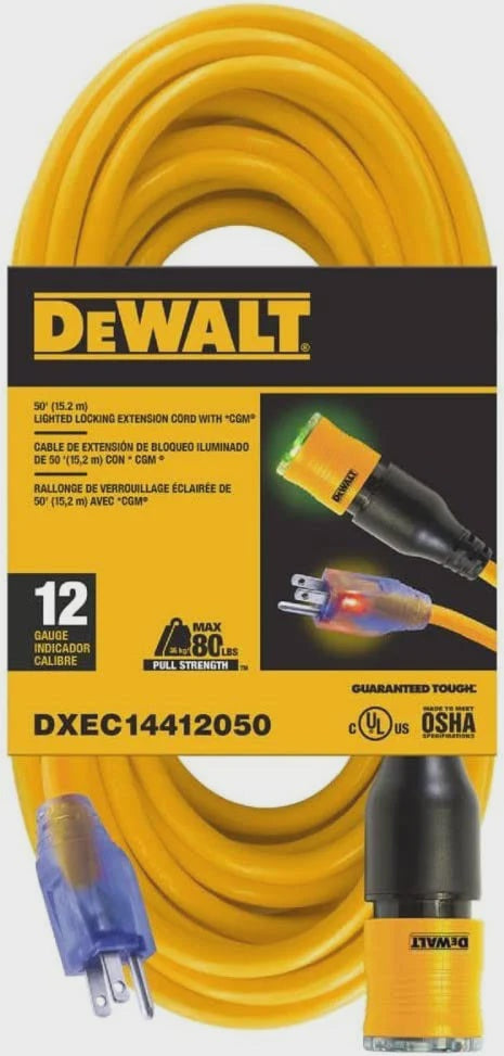 Dewalt SJTW Lighted & Locking Extension Cord
