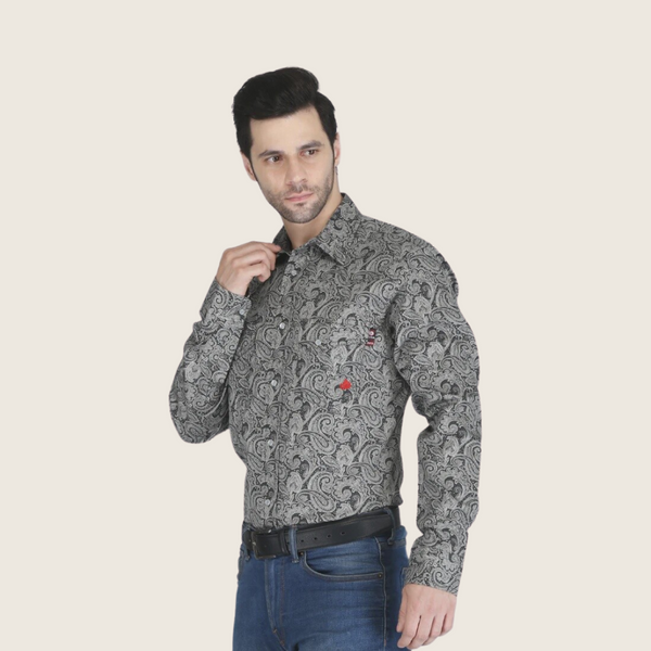 Forge Men's FR MFRPLD-236 Black Floral Printed Shirt - Image 1