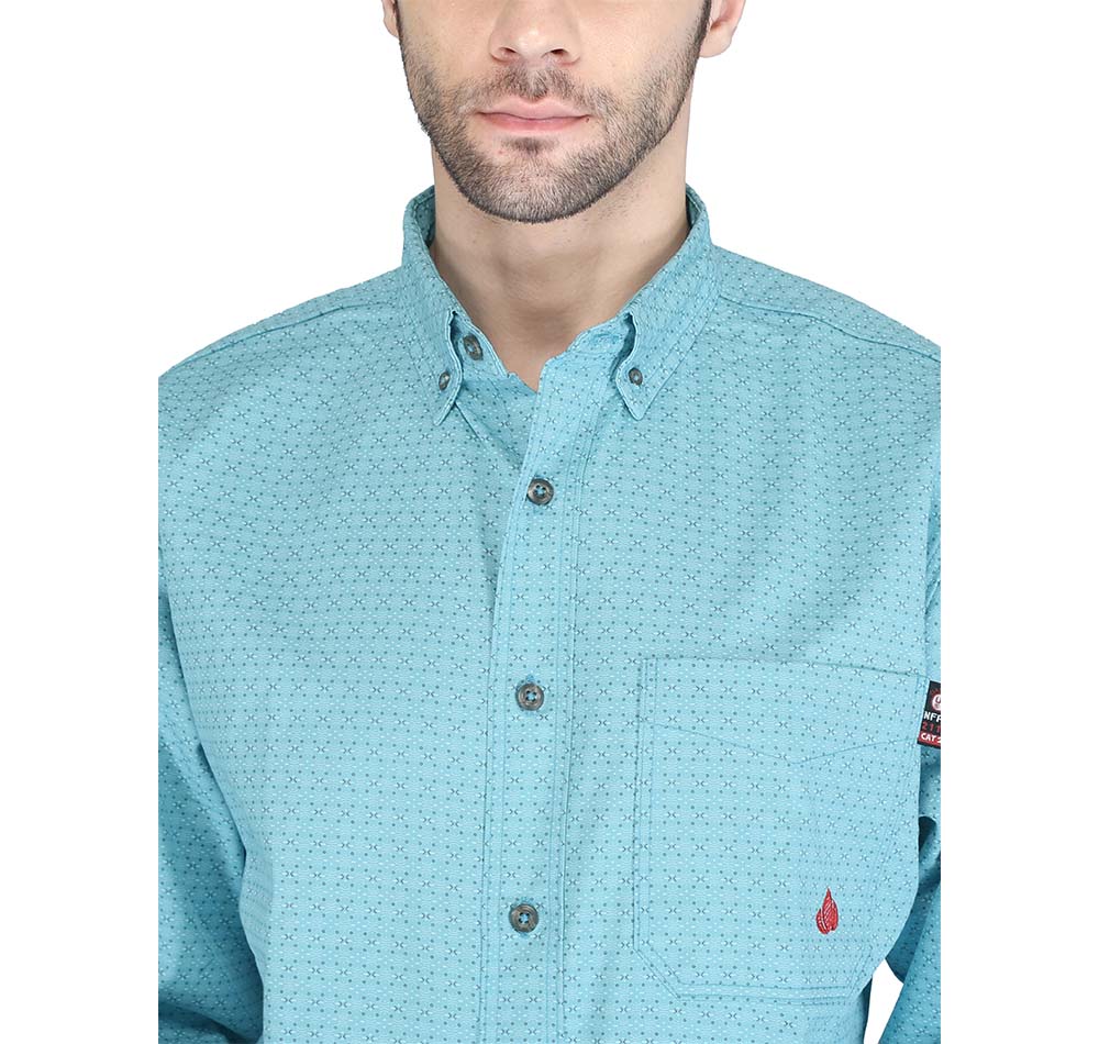 Forge Men's FR MFRPLD-222 Cyan Printed Shirt - Image 3