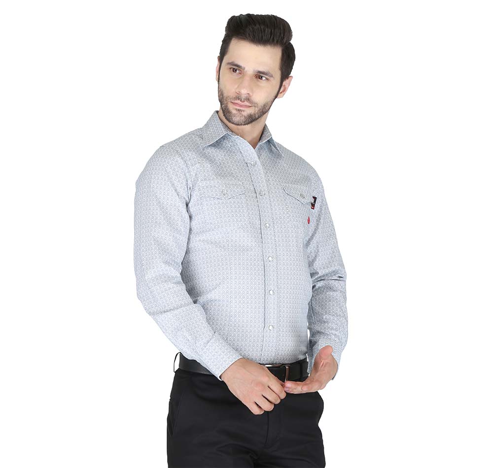 Forge Men's FR MFRPLD-223 Hawkes Blue Printed Shirt - Image 2