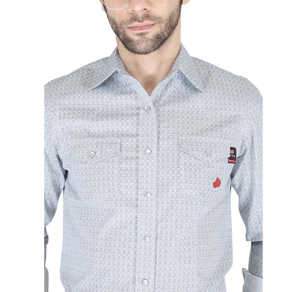 Forge Men's FR MFRPLD-223 Hawkes Blue Printed Shirt - Image 3