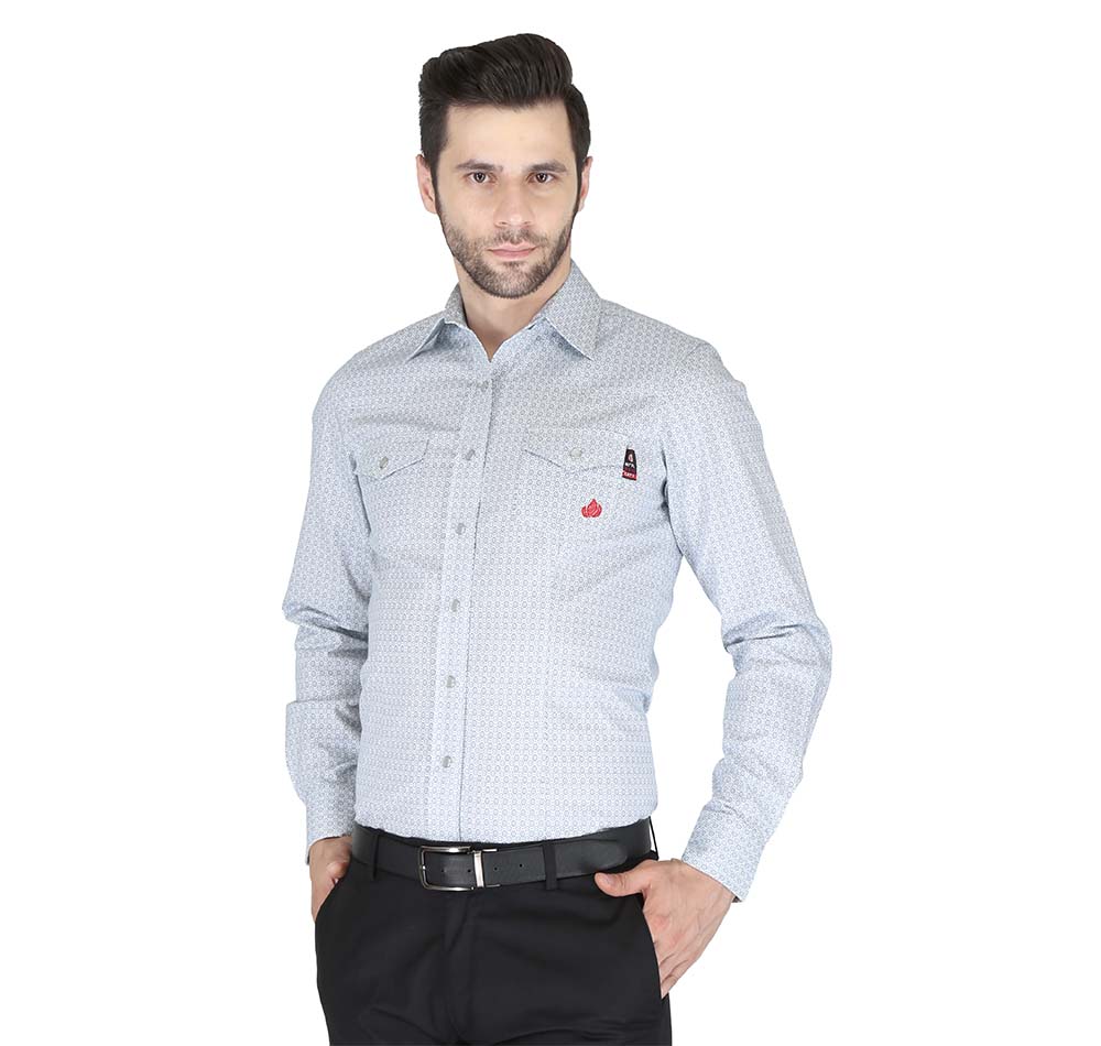 Forge Men's FR MFRPLD-223 Hawkes Blue Printed Shirt - Image 4