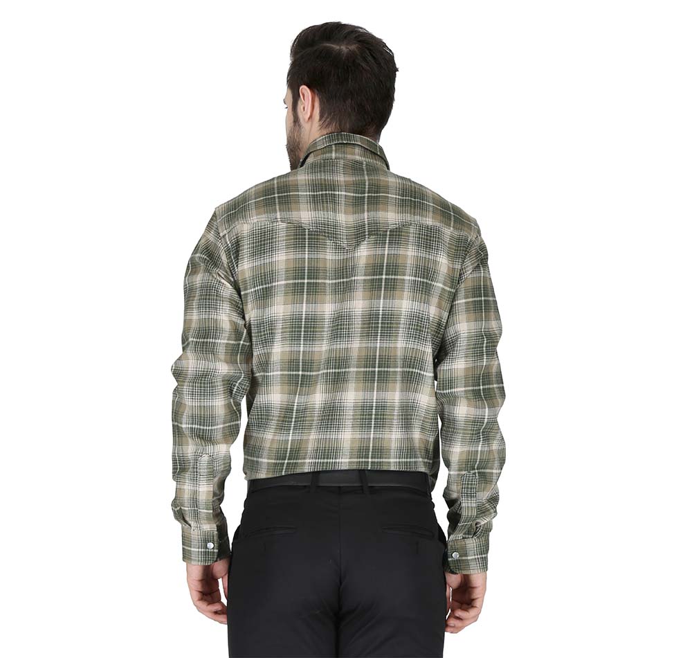 Forge Men's FR MFRPLD-231 Sage Green Plaid Printed Shirt - Image 2