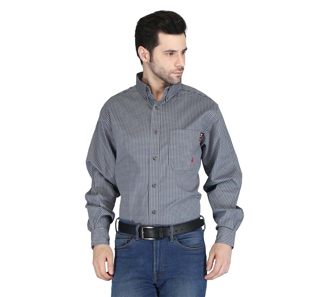 Forge Men's FR MFRPLD-225 Slate Grey Printed Shirt - Image 1