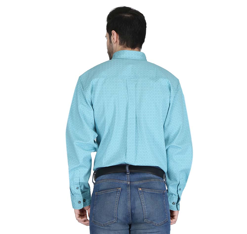 Forge Men's FR MFRPLD-222 Cyan Printed Shirt - Image 5