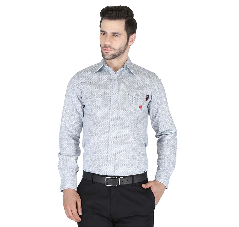 Forge Men's FR MFRPLD-223 Hawkes Blue Printed Shirt - Image 1