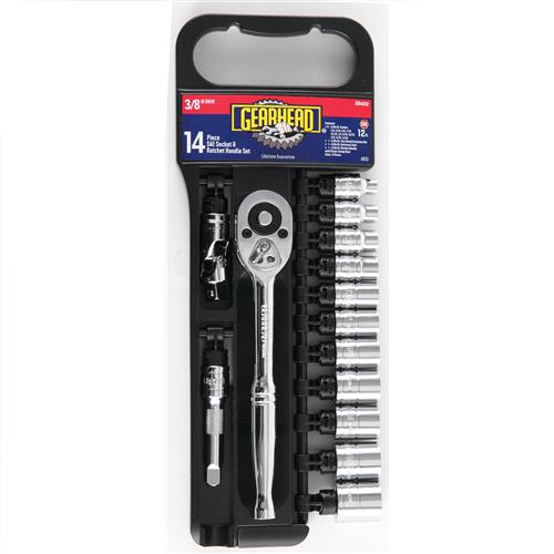 Gearhead 16 Piece 3/8" Drive Socket & Quick Release Ratchet Handle Set - Image 1