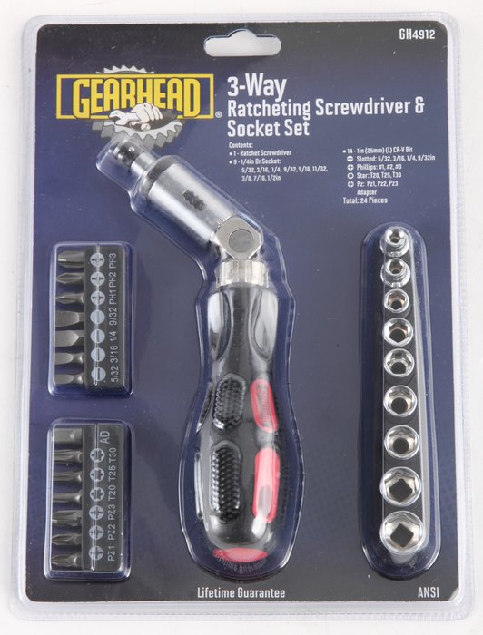 Gearhead 3 Way Ratcheting Screwdriver - Image 1
