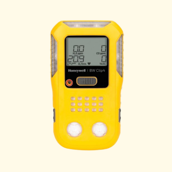 BW Technologies BW CLIP 4 Multi-Gas Detector (CO, H2S, LEL, O2), Yellow - Image 1
