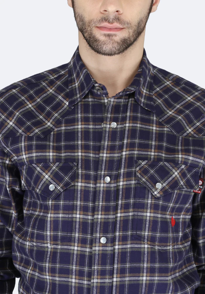 Forge Men's FR MFRPLD-229 Dark Blue Plaid Printed Shirt - Image 5