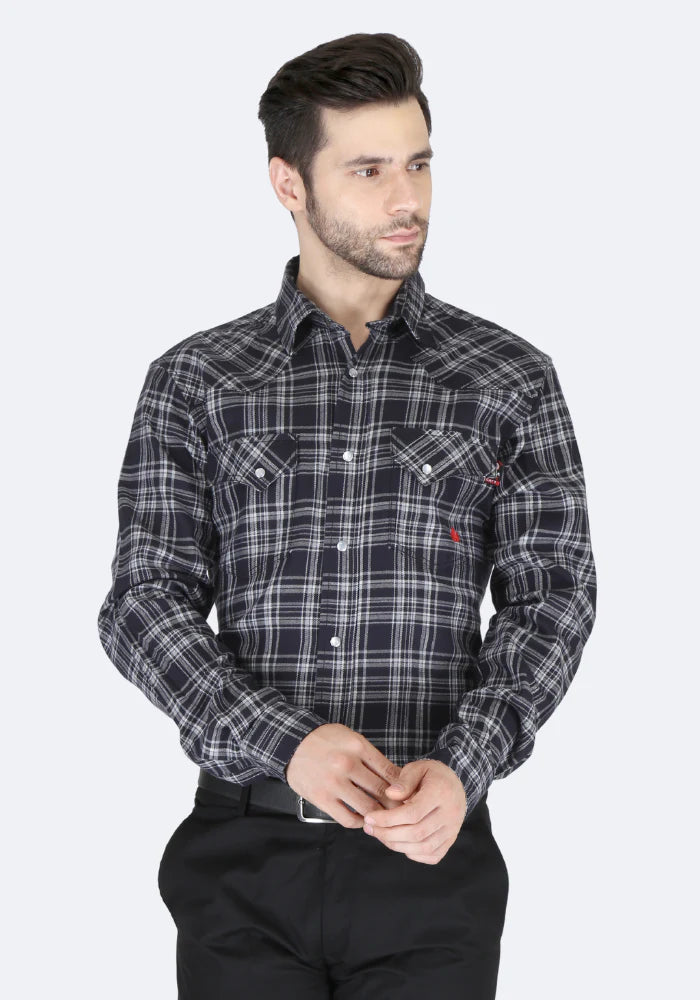 Forge Men's FR MFRPLD-232 Black Plaid Shirt - Image 1