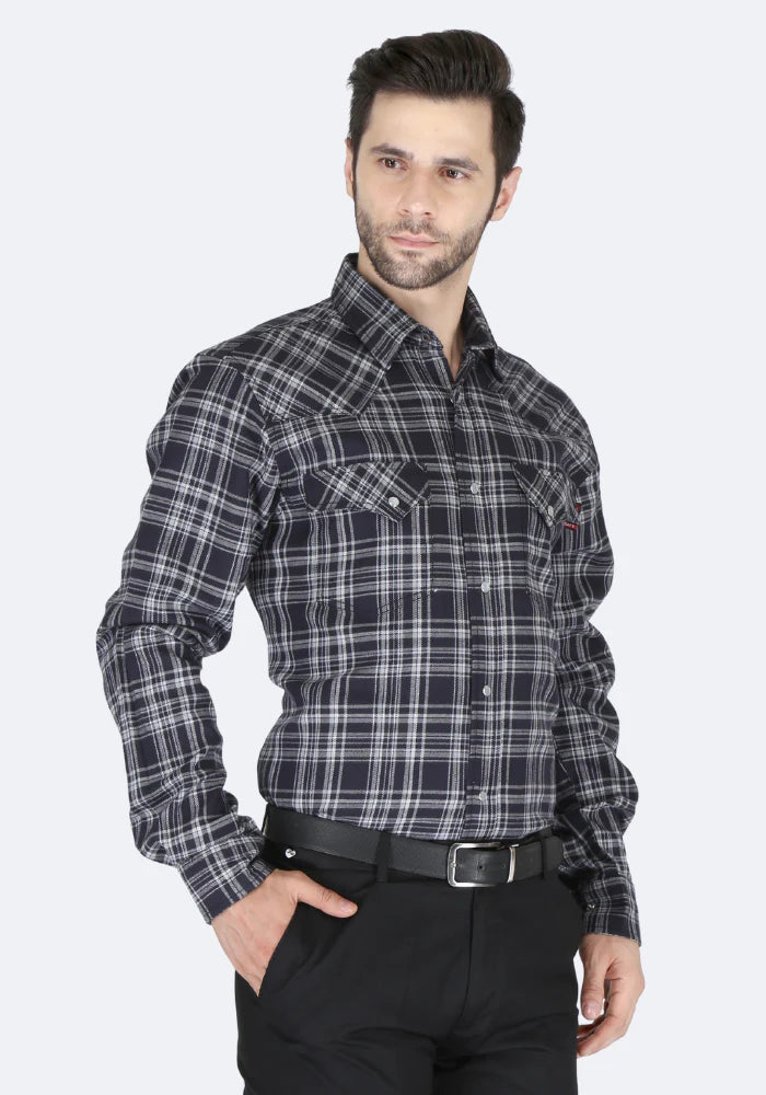 Forge Men's FR MFRPLD-232 Black Plaid Shirt - Image 4