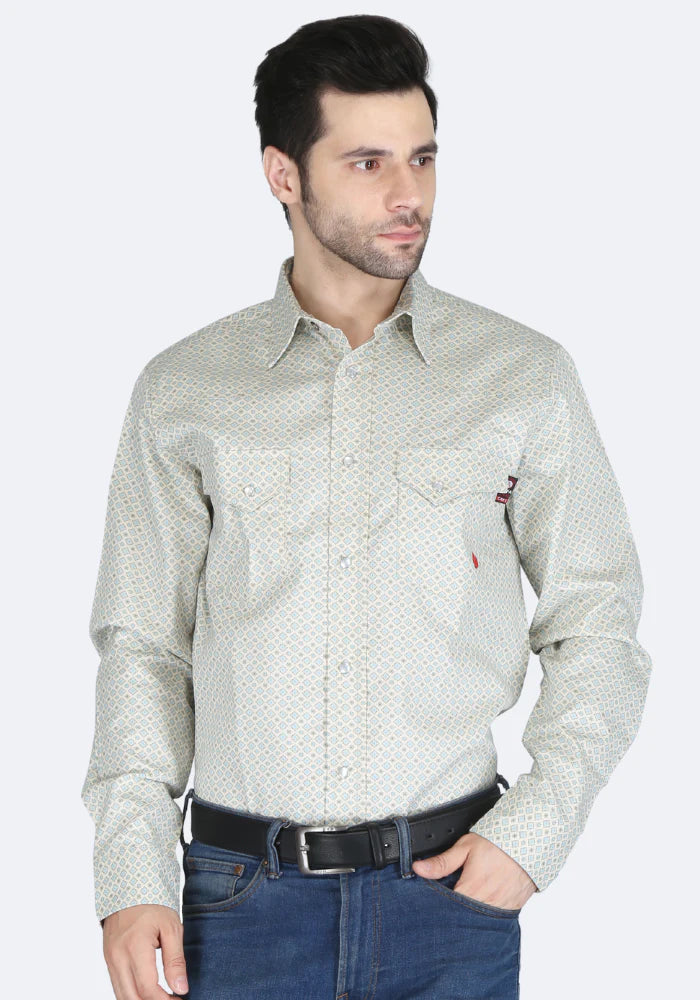 Forge Men's FR MFRPLD-238 Off White Printed Shirt - Image 1