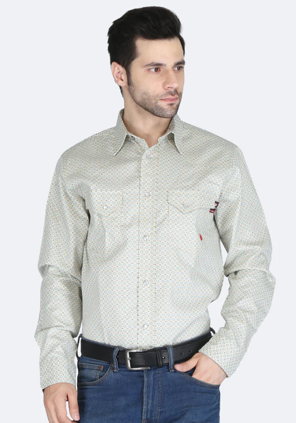 Forge Men's FR MFRPLD-238 Off White Printed Shirt - Image 1