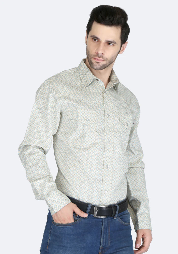 Forge Men's FR MFRPLD-238 Off White Printed Shirt - Image 3
