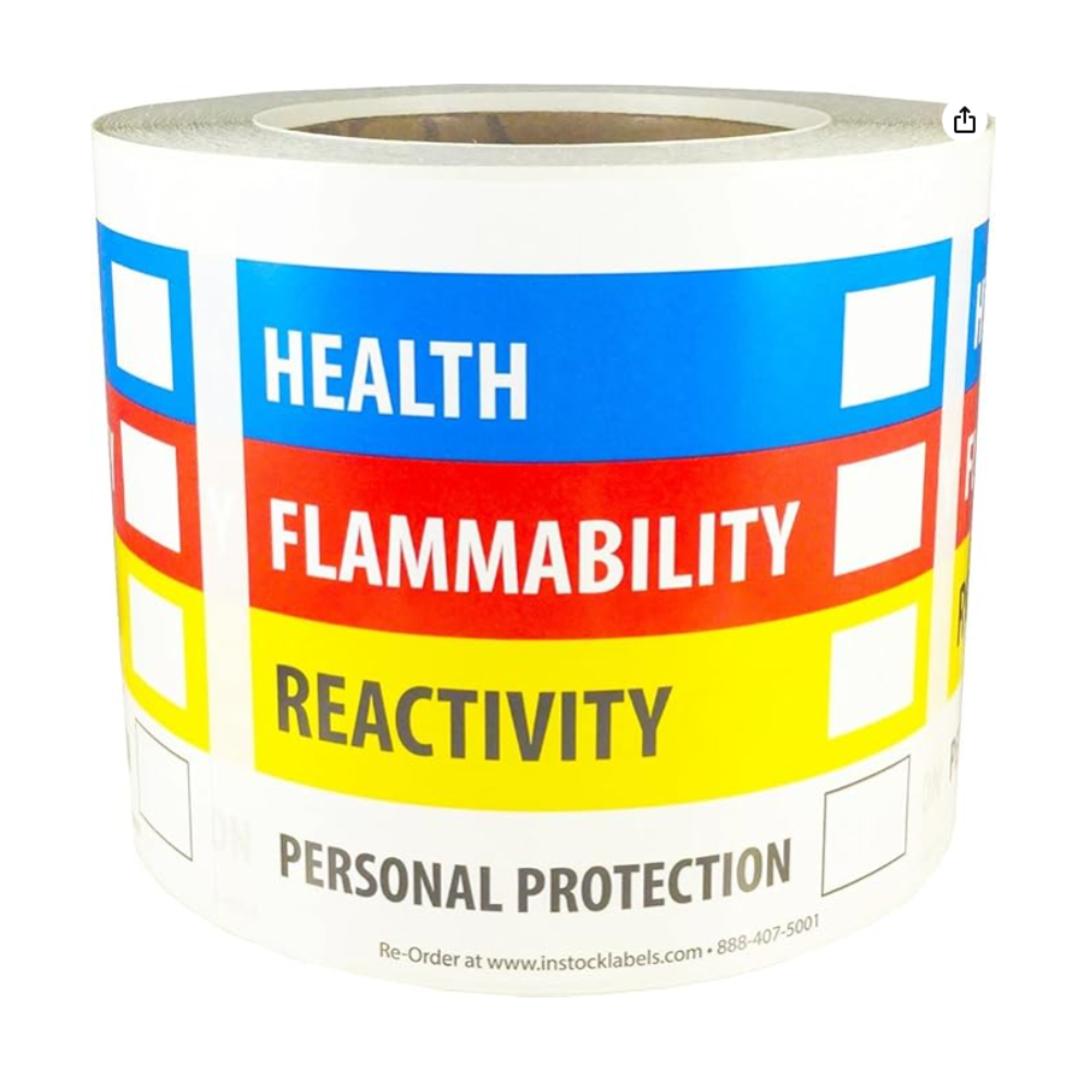 Hazardous Material Identification Label (HMIL) 4 x 4 Inch Square 500 Adhesive Stickers - Image 1